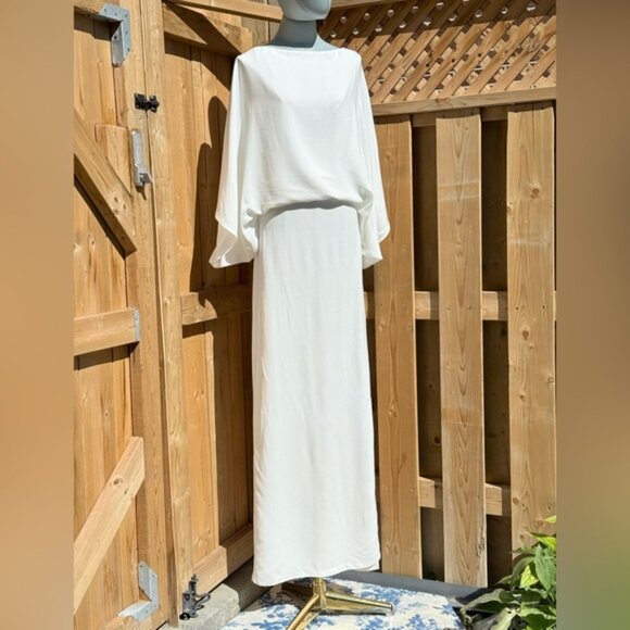 🆕 RAT & BOA 🧿 NWOT Margot Boatneck Long Sleeve Open Back White Maxi, Sz XXS - Picture 3 of 16